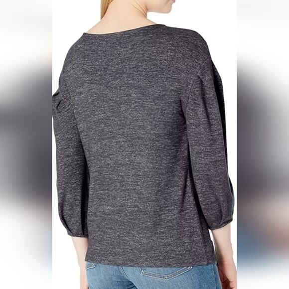 Daily Ritual NEW Pima Cotton Modal Heathered Gray Knit Poof 3/4 Sleeve Top XL - Picture 12 of 12